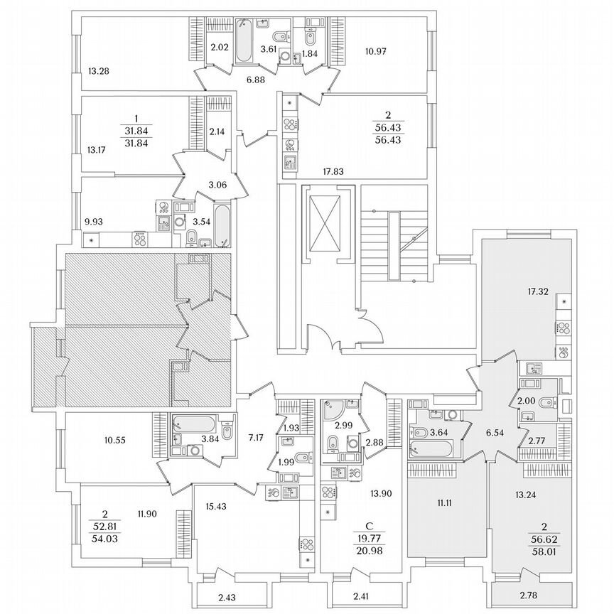 2-к. квартира, 58 м², 3/9 эт.