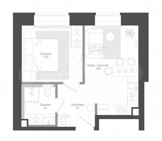 1-к. квартира, 34,9 м², 15/39 эт.