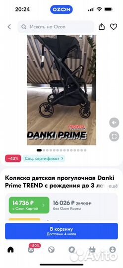 Коляска прогулочная Danki Prime серая