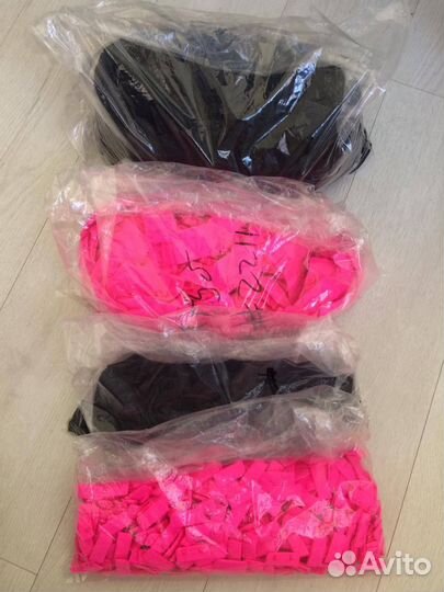 Крючки и петли 38мм неоновый розовый, чёрный