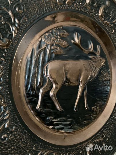 Панно настенное, картина, тарелка медная чеканка