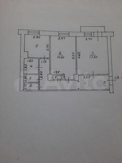 2-к. квартира, 60 м², 4/4 эт.