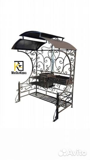 Кованый мангал с крышей 