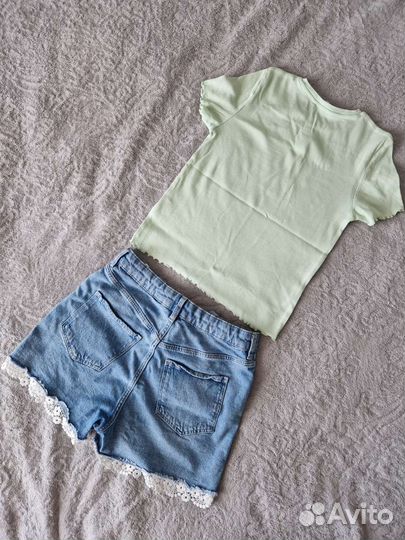 Шорты джинсовые и топик H&M р.164