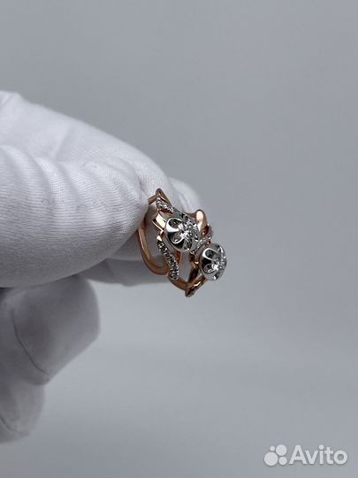 Золотые Серьги 585 пробы с бриллиантами. Рассрочка