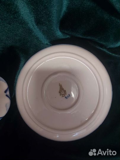 Чашка с блюдцем, гжель, фарфор