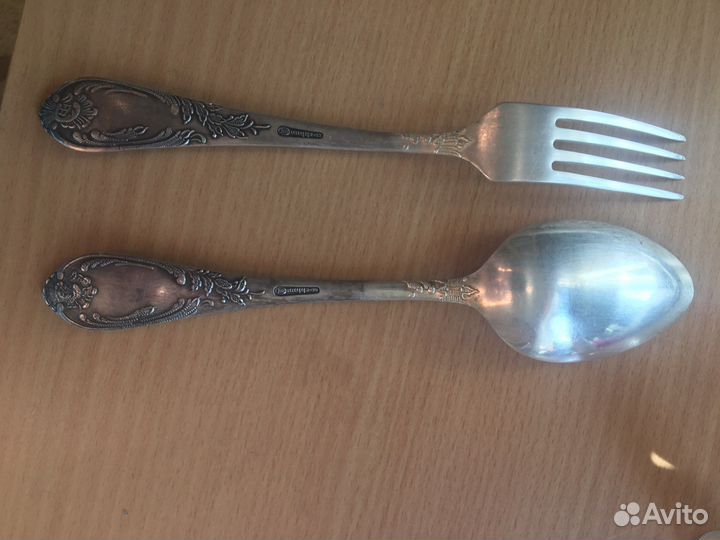 Столовый набор ложки и вилки СССР из мельхиора