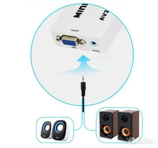 Конвертер-переходник mini AV2VGA, черный