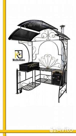 Кованый мангал с крышей для дачи