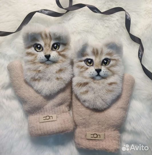 Варежки ручной работы котики подарок