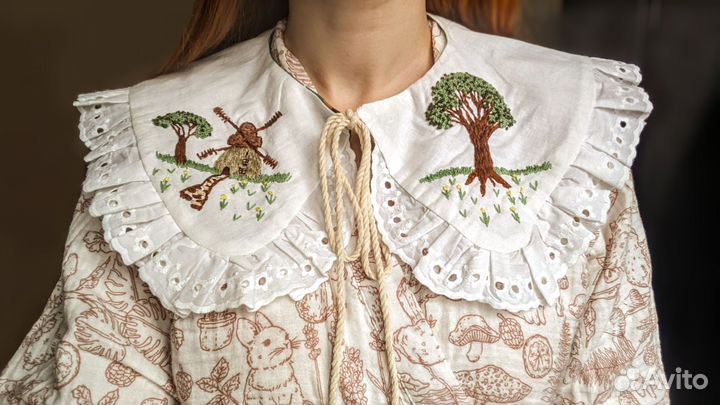 Воротничок съёмный с вышивкой винтаж