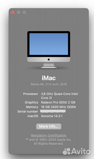 Apple iMac 21.5 4k retina 2019/2020 16gb