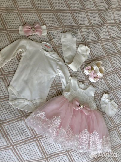 Набор для выписки новорожденного платье 0-3 месяца