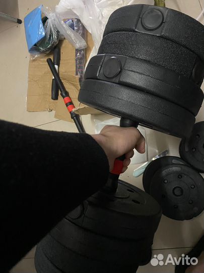 Гантели по 20 кг с соединителем