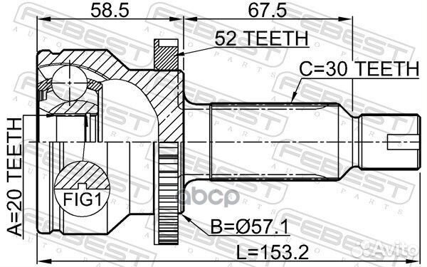 Шрус наружный задний 20X57X30 1210SFA52R Febest