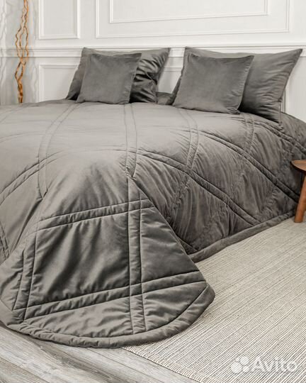 Покрывало беллиссимо стальной новое плед бархат