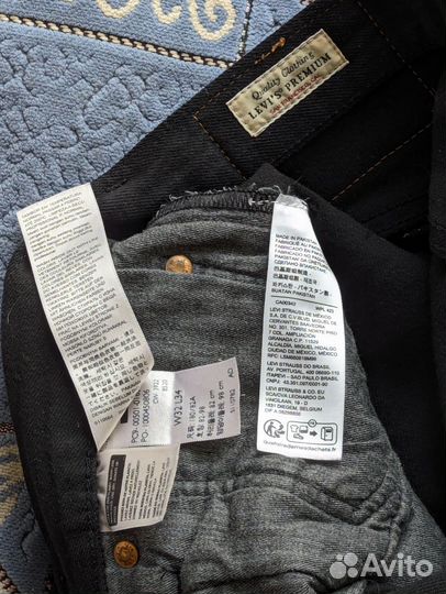 Мужские джинсы levis 501 W32 L34 черные Premium