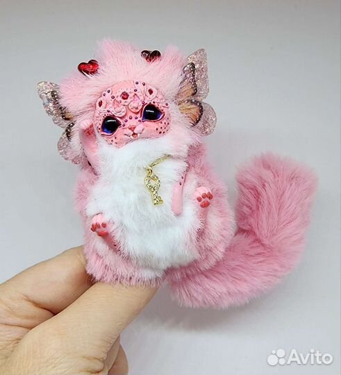 Мягкая игрушка кот розовый