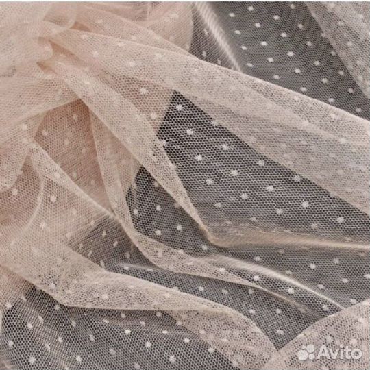 Ткань сетка эластичная в горох для нижнего белья