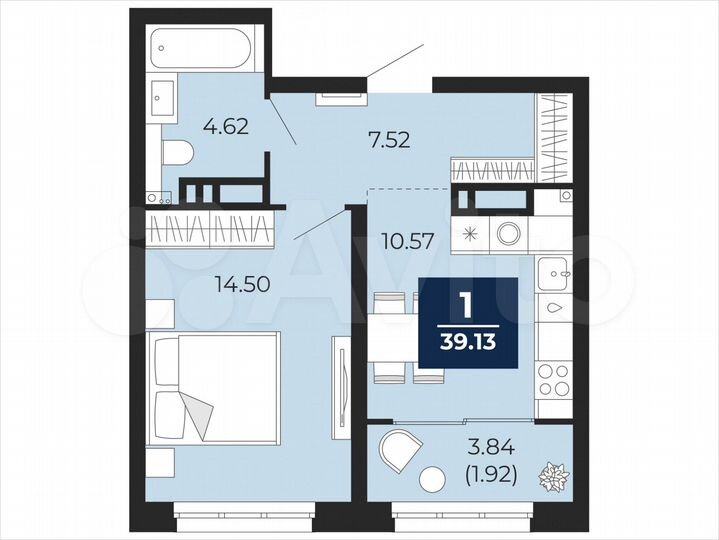 1-к. квартира, 39,1 м², 9/22 эт.