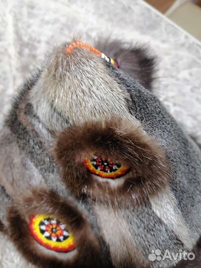 Шапка Малахай из нерпы, чернобурки и соболя, новая