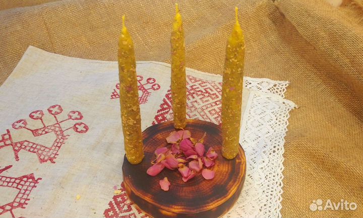 Свечи восковые травяные ручной работы