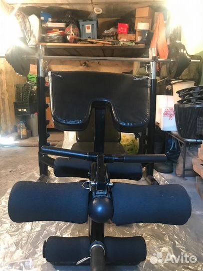 Скамья для жима со стойками и штангой бу