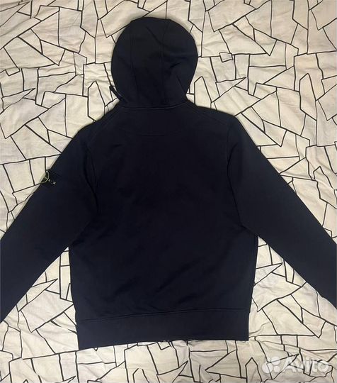 Stone island Zip hoodie Темно-синяя