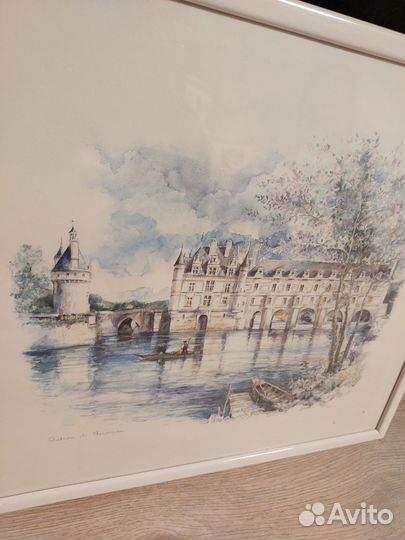 Картина акварель Франция офорт
