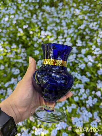 Вазы кобальтовое и красное стекло винтаж