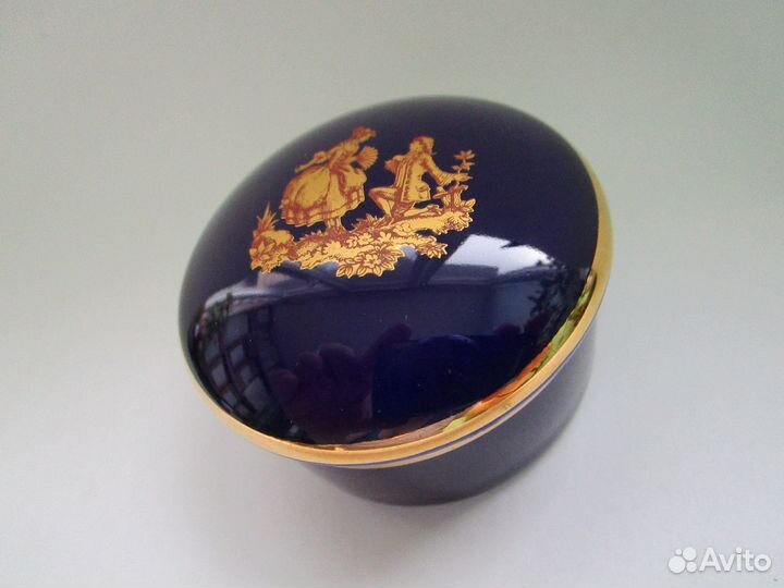 Шкатулка кобальт золото лимож limoges
