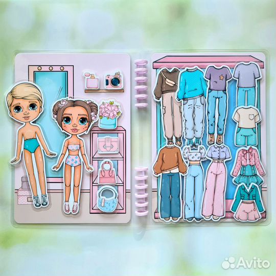 Кукла с гардеробом + книга для хранения
