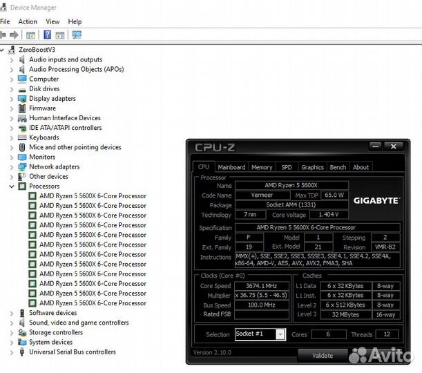 Комплект Ryzen 5 5600x 16gb RAM + b450m