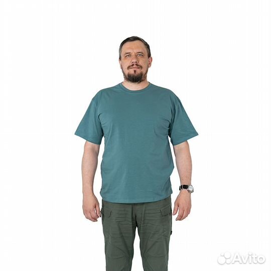 62783 Футболка оверсайз однотонная бирюзовый