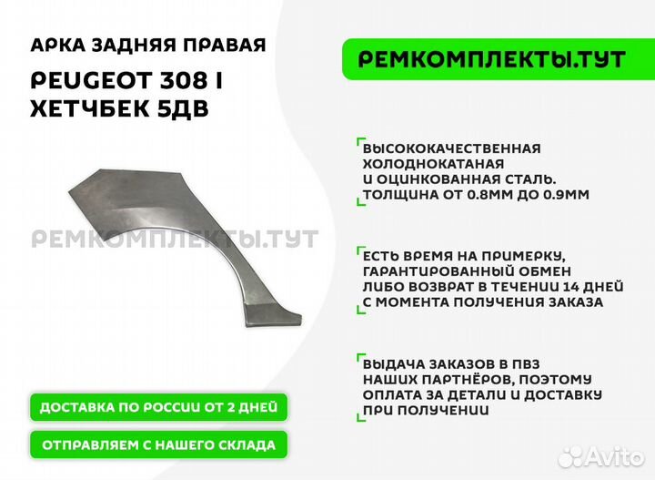 Арка задняя правая Peugeot 308 хетчбек 5дв