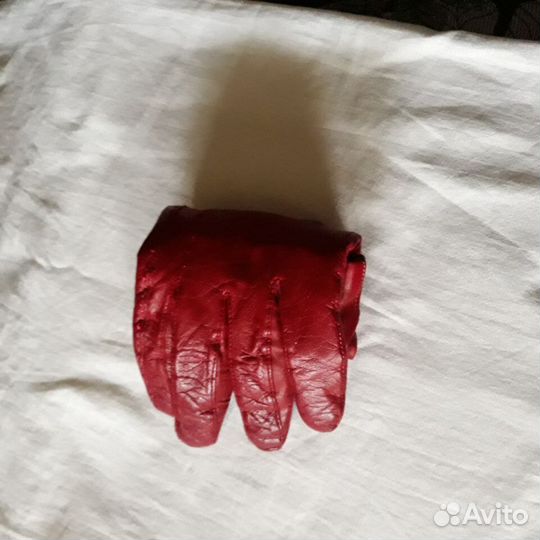 Кожаные красные перчатки Edmins утепленные р. 8