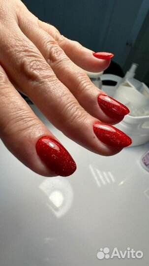 Маникюр с покрытием гель лак, наращивание