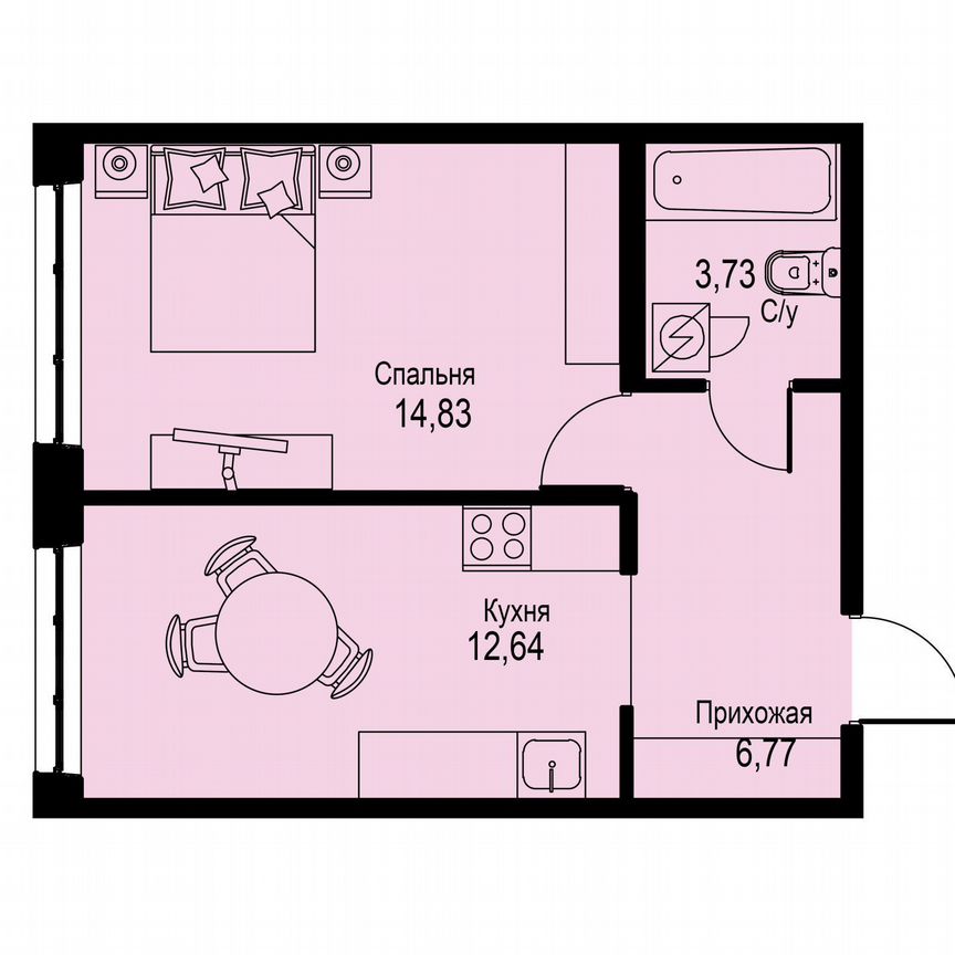 1-к. квартира, 38 м², 1/12 эт.