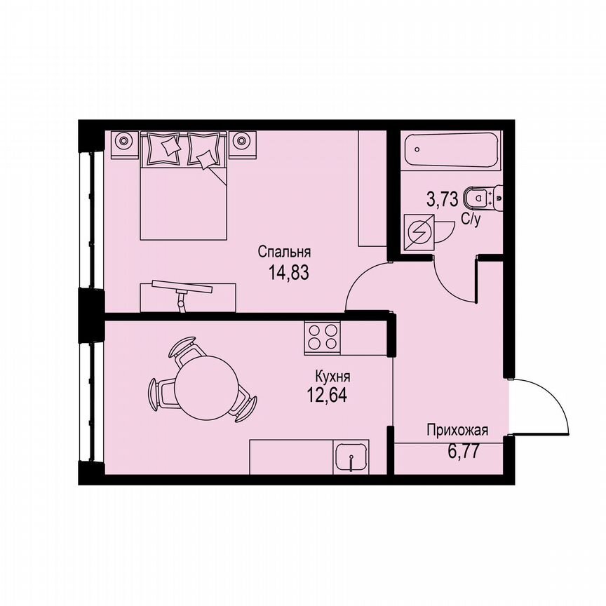 1-к. квартира, 38 м², 1/12 эт.