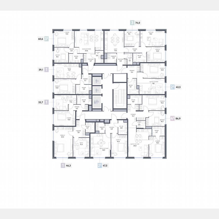 1-к. квартира, 46,1 м², 2/25 эт.