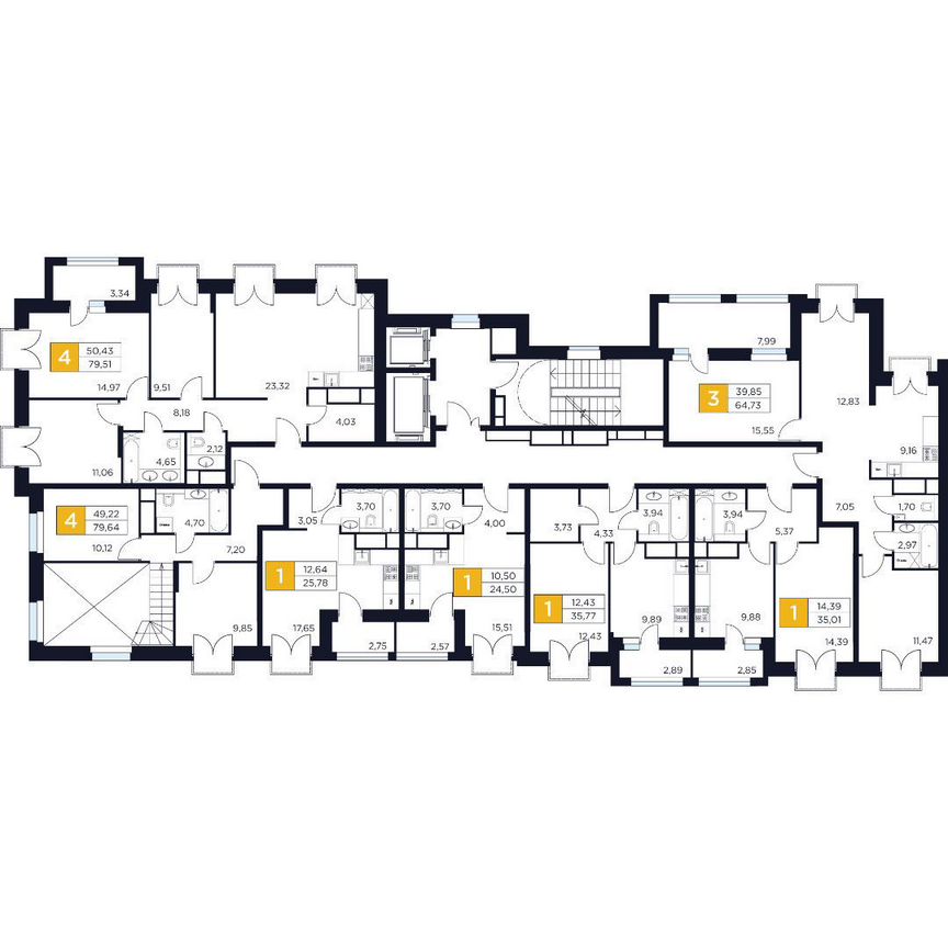 3-к. квартира, 64,7 м², 12/12 эт.