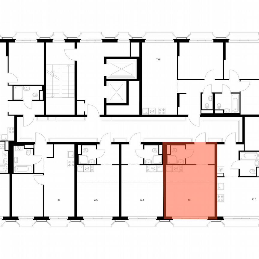 Квартира-студия, 26 м², 14/16 эт.