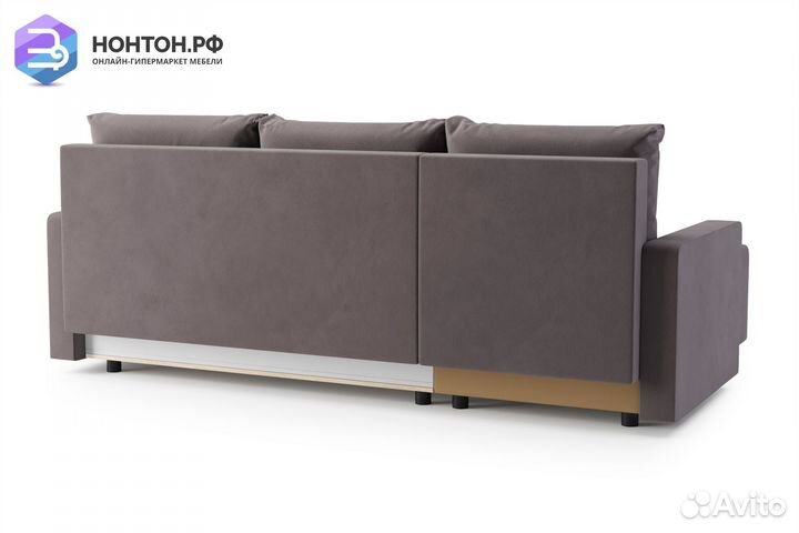 Диван угловой еврокнижка Мидгард коричневый