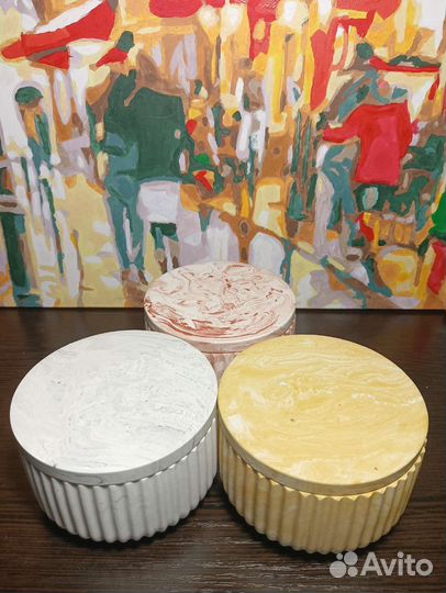 Стаканы для свечей с крышкой из гипса