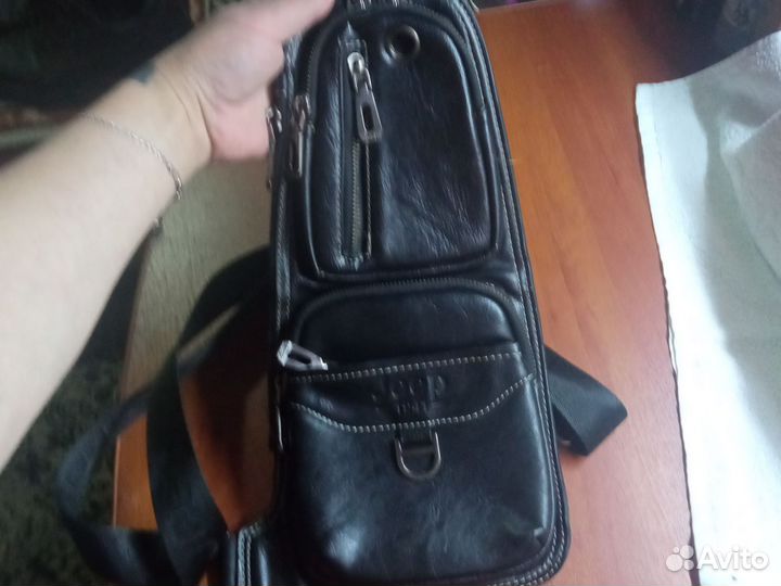 Сумка мужская натуральная кожа через плечо