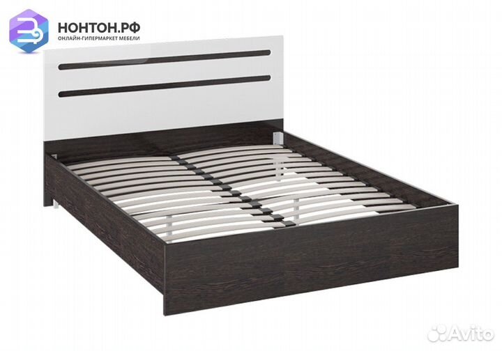 Кровать Фьюжн 1.6 м белый глянец / венге линум