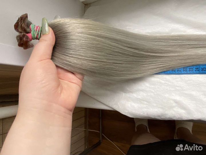 Волосы натуральные 45 см пепельный блонд