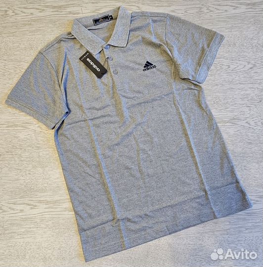 Поло футболка adidas серая
