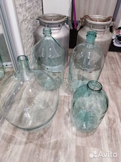 Бутыли стеклянные 10, 20, 30 л. Бидоны/фляги 40 л