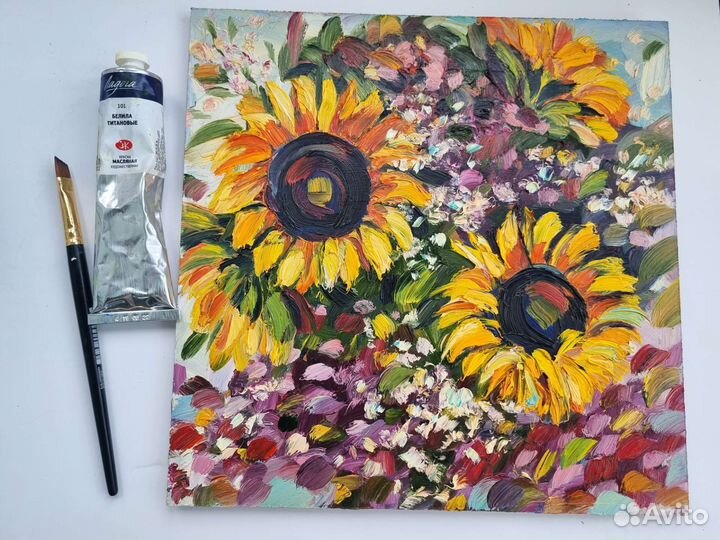 Картины цветы маслом пионы анютины глазки пейзаж